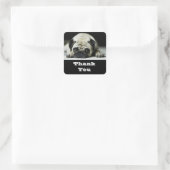 Danke Mops Welppy Dog Grußsticker Quadratischer Aufkleber (Tasche)