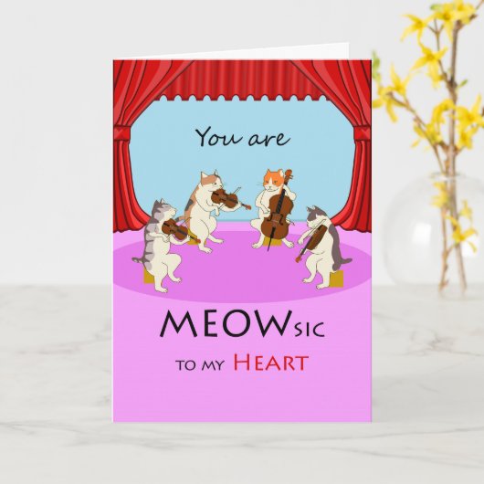 Danke, Music Theme, Cat String Quartet Karte (Gelbe Blume)