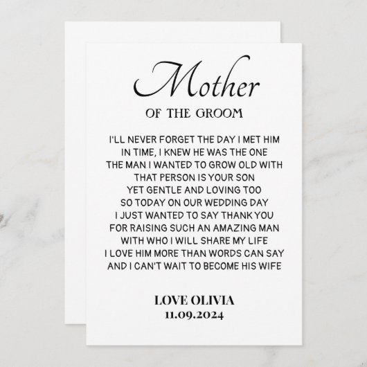 Danke Mutter der Karte, an meine Mutter (Vorne/Hinten)