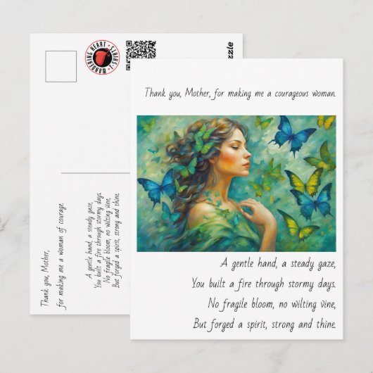 Danke, Mutter Gedicht Postkarte (Vorne/Hinten)