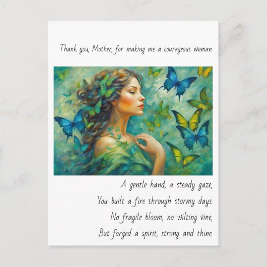 Danke, Mutter Gedicht Postkarte (Vorderseite)