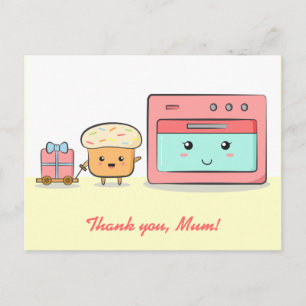 Danke Mutti - Süßer Cupcake und rosa Ofen Postkarte
