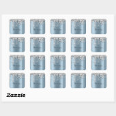 Danke Name 16. Baby Shower Glitzer 3D Silver Blue Quadratischer Aufkleber (Blatt)