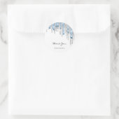 Danke Name 16. Bridal Silver Glitzer 3D DripBlue Runder Aufkleber (Tasche)