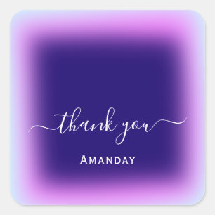 Danke Name Blau Navy Pink Make-up Braut Süße16. Quadratischer Aufkleber