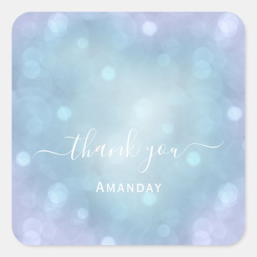 Danke Name Blue Aqua Wedding Pastel Bridal Sweet16 Quadratischer Aufkleber (Vorderseite)
