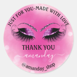 Danke Name Boutique Wimpern Shop Lila Rose Runder Aufkleber