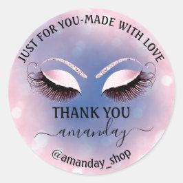 Danke Name Boutique Wimpern Shop Pink Blue Runder Aufkleber