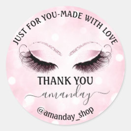 Danke Name Boutique Wimpern Shop Pink Blush Runder Aufkleber
