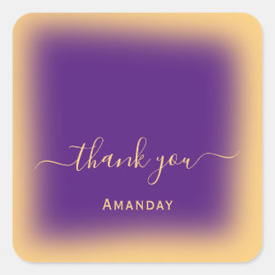 Danke Name Braun Gelb  Makeup Lila Violett Quadratischer Aufkleber