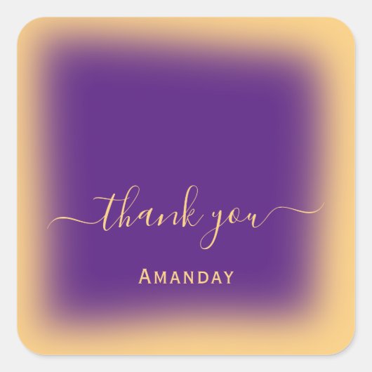 Danke Name Brown Yellow Makeup Lila Violet Quadratischer Aufkleber (Vorderseite)
