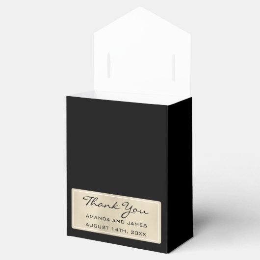 Danke Name Datum Minimal Elfenbeinschwarz Gefallen Geschenkschachtel (Geöffnet)