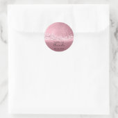 Danke Name Datum Spark Bridal Pink Rose Runder Aufkleber (Tasche)