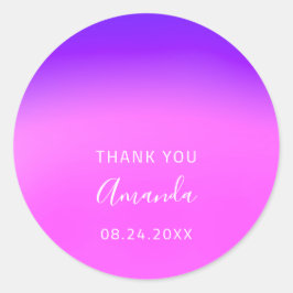 Danke Name Datum Sweet 16. Wedding Pink Lila Runder Aufkleber