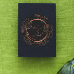 Danke Name Floral Kupfer Schwarze Hochzeits-Braut  Runder Aufkleber