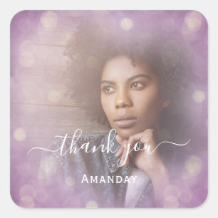 Danke Name Foto Rauchig Hochzeit Sweet16 Quadrat Quadratischer Aufkleber