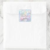 Danke Name Holograph Abstrakt Blue Pink Bridal Quadratischer Aufkleber (Tasche)
