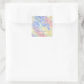 Danke Name Holograph Floral Glitzer Dusty Blue Quadratischer Aufkleber (Tasche)
