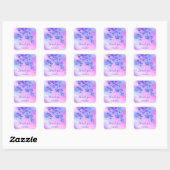 Danke Name Holograph Pink Bridal Royal Blue Cobalt Quadratischer Aufkleber (Blatt)