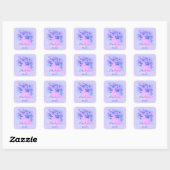 Danke Name Holograph Pink Bridal Royal Blue Floral Quadratischer Aufkleber (Blatt)