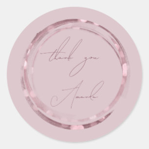 Danke Name Siegel Rose Puder Süße 16. Hochzeit Runder Aufkleber