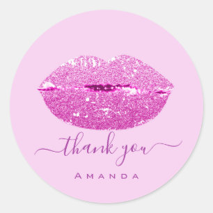 Danke Name Sweet16. Lila Bridge Pink Kiss Lips Runder Aufkleber