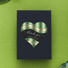 Danke Name Sweet 16. Bridal Black Gold Woodland Herz-Aufkleber