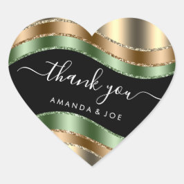 Danke Name Sweet 16. Bridal Gold Mint Green Sage Herz-Aufkleber