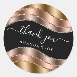 Danke Name Sweet 16. Bridal Rose Gold Glitzer Runder Aufkleber