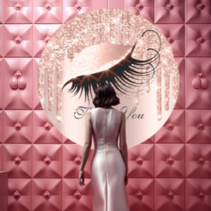 Danke Namens16. BrautRosen-Glitzer-Augen Runder Aufkleber