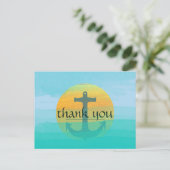 Danke Nautical Anchor Blue Sky Moon Postkarte (Stehend Vorderseite)