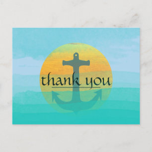 Danke Nautical Anchor Blue Sky Moon Postkarte