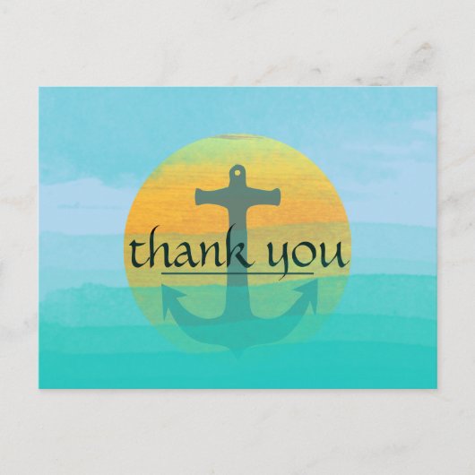 Danke Nautical Anchor Blue Sky Moon Postkarte (Vorderseite)