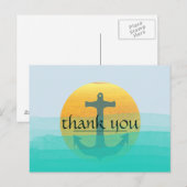 Danke Nautical Anchor Blue Sky Moon Postkarte (Vorne/Hinten)