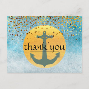 Danke Nautical Anchor Confetti Glitzer Moon Postkarte