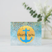 Danke Nautical Anchor Confetti Glitzer Moon Postkarte (Stehend Vorderseite)
