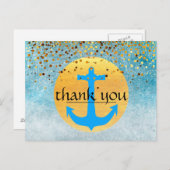 Danke Nautical Anchor Confetti Glitzer Moon Postkarte (Vorne/Hinten)