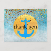 Danke Nautical Anchor Confetti Glitzer Moon Postkarte (Vorderseite)