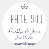 Danke Nautical Wedding Stickers Anchors Round (Vorderseite)