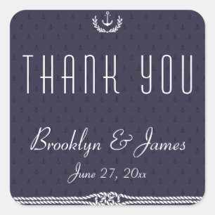 Danke Nautical Wedding Stickers Blue Anchors