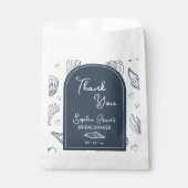 Danke Navy Blaue Muschelschalen Kritzeleien Geschenktütchen (Vorderseite)