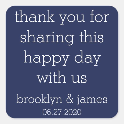 Danke Navy Blue Modern Wedding Stickers (Vorderseite)