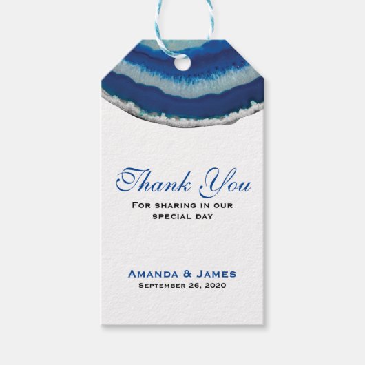 Danke | Navy Blue Wedding Agate Geschenkanhänger (Vorderseite)