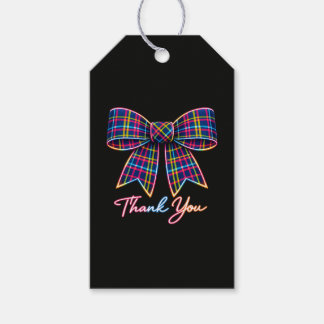 Danke Neon Tartan Bogen Schottland Helles Muster Geschenkanhänger
