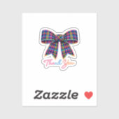Danke Neon Tartan Bow Schottisches Helles Muster Aufkleber (Blatt)