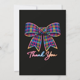 Danke Neon Tartan Bow Schottisches Helles Muster Einladung