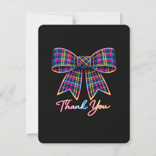Danke Neon Tartan Bow Schottisches Helles Muster RSVP Karte