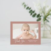 Danke | Neues Baby-Foto Postkarte (Stehend Vorderseite)