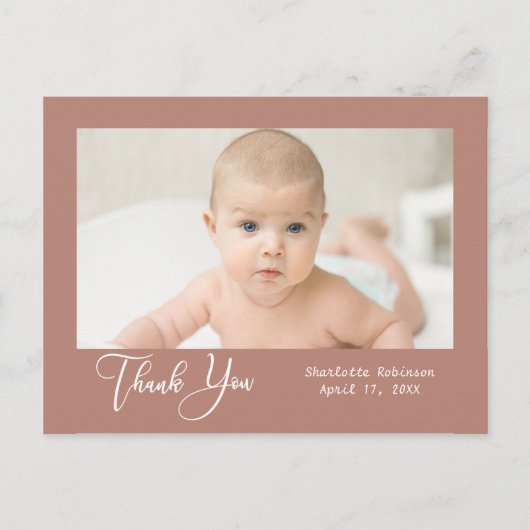 Danke | Neues Baby-Foto Postkarte (Vorderseite)