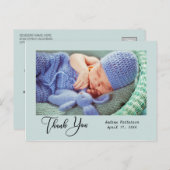 Danke | Neues Baby-Foto Postkarte (Vorne/Hinten)